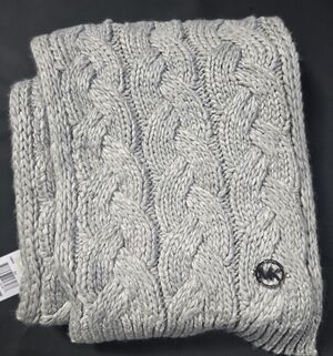 Michael Kors Light Gray Cable Knit Scarf